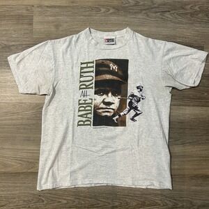 Vintage BABE RUTH 1992 TShirt Single stitch Size XL Stafford Blaine Heather Gray